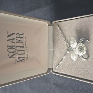 Nolan Miller Silver Orchid Necklace with Crystal Accents